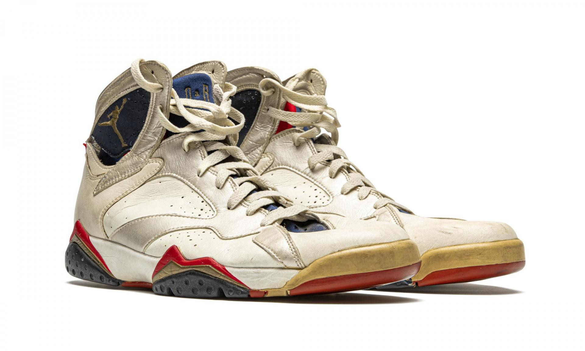 A pair of trainers Michael Jordan wore the 1992 Olympics in Barcelona and given to a receptionist at the team hotel sold for $112,500 during an auction that raised nearly a million dollars ©Christie's
