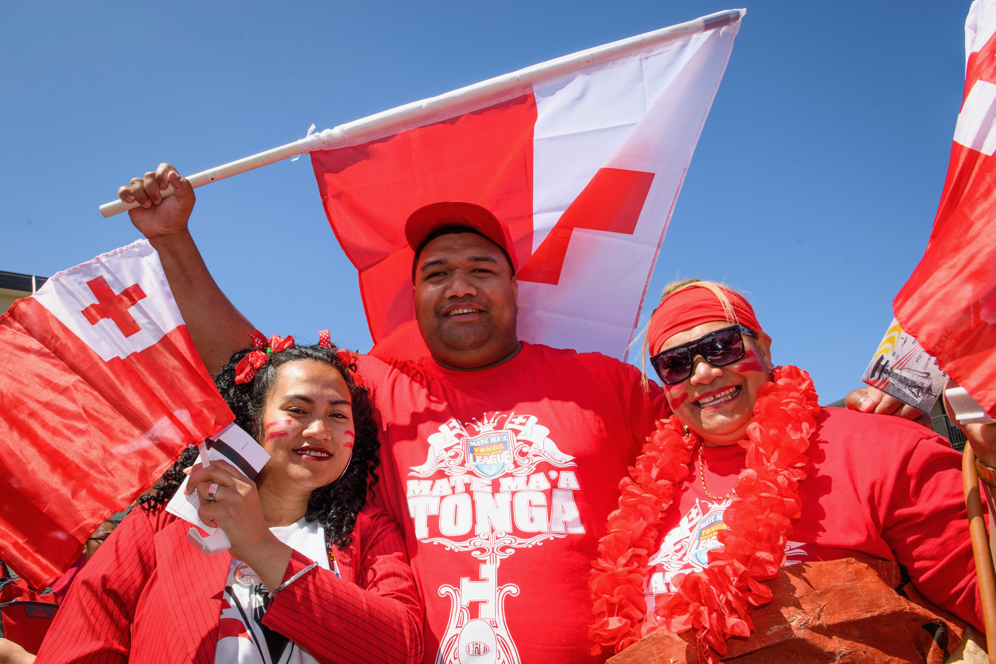 Tongan fans showing their support during the 2017 Rugby League World Cup ©Getty Images