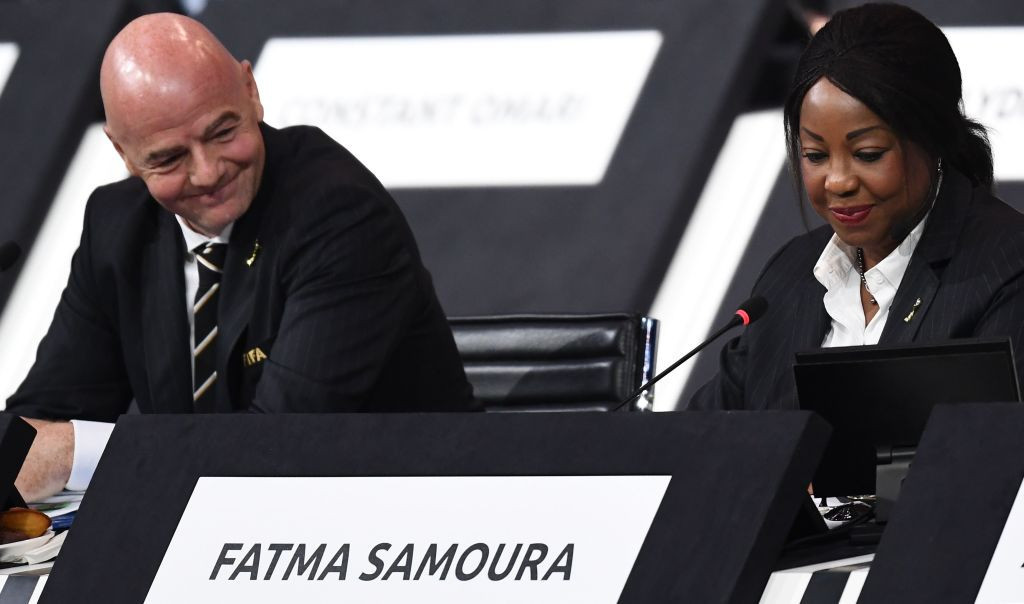 Details regarding the pay packets of FIFA President Gianni Infantino and secretary general Fatma Samoura are outlined in the governing body's annual report ©Getty Images