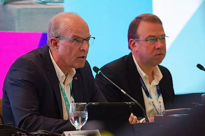World Sailing President Kim Andersen, left, is facing three challengers in this year's election ©World Sailing