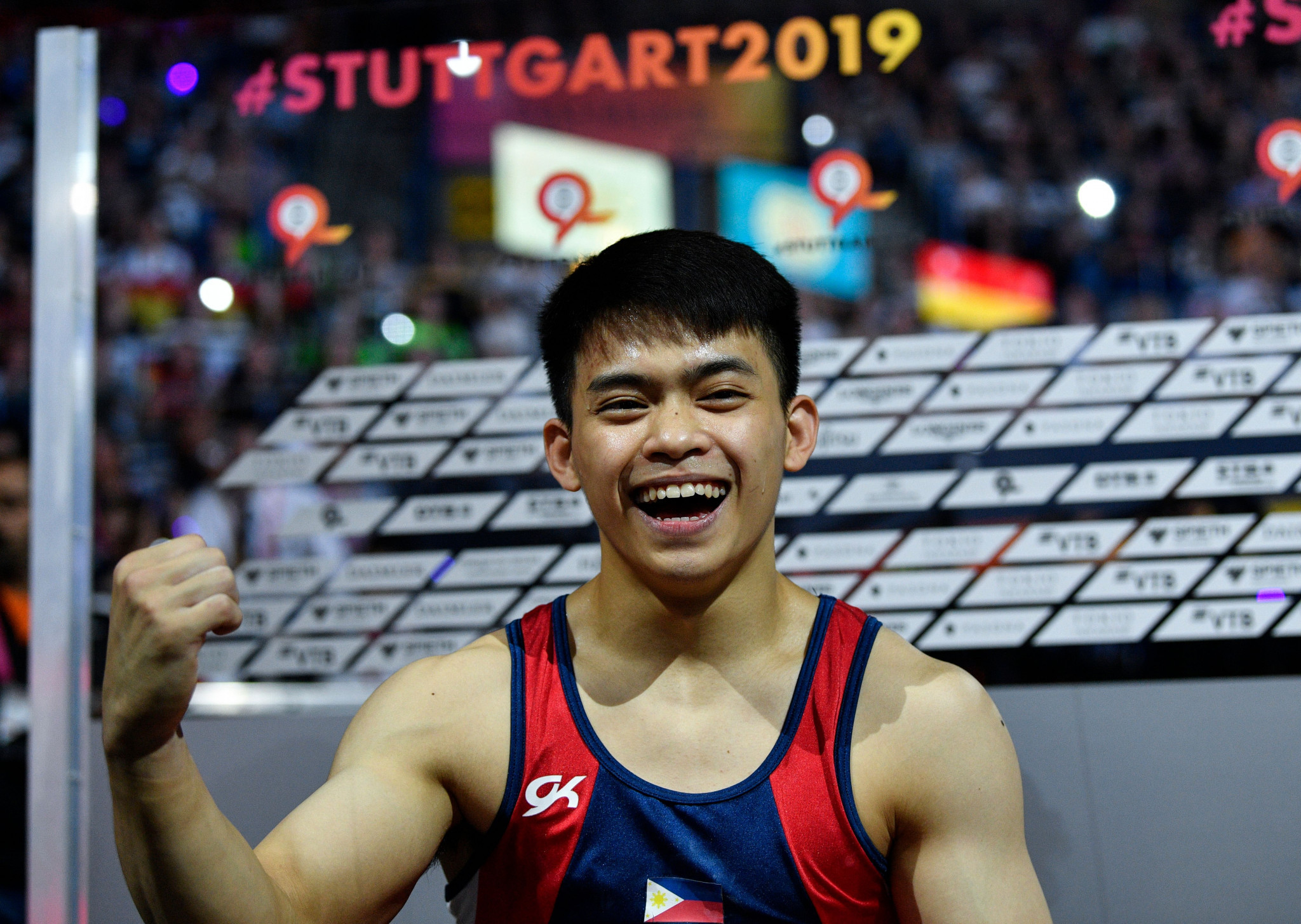 Carlos Yulo became the first Filipino to earn a title at the World Gymnastics Championships after winning the floor event last year ©Getty Images