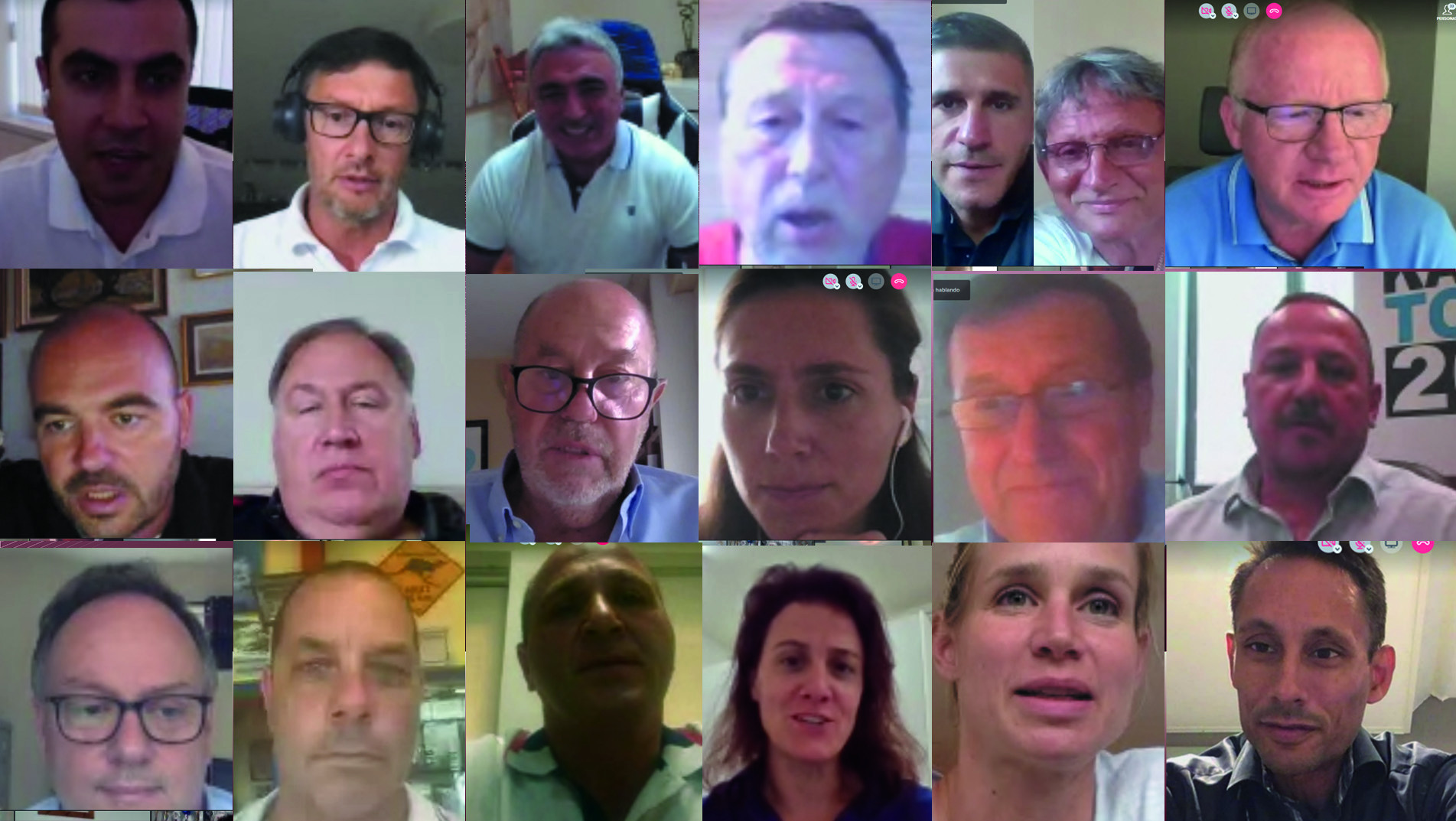 Some of the European delegates during WKF's online meeting ©WKF