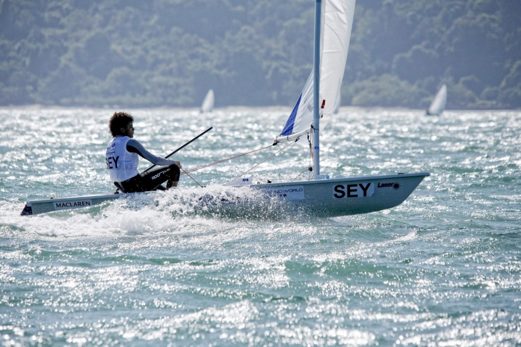 Martina Servina of the Seychelles endured a difficult day in the girl's laser radial class