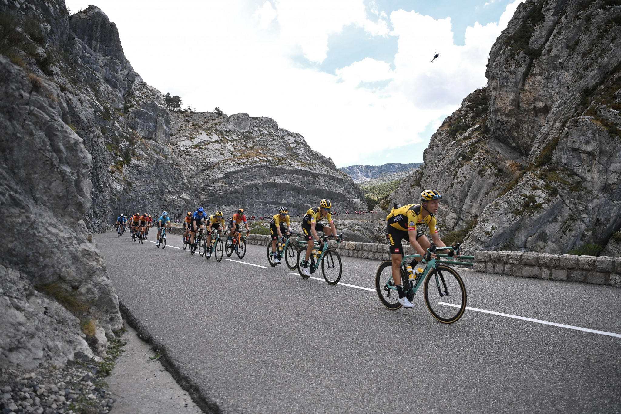 The peloton ended Jérôme Cousin's resistance with 16km remaining ©Getty Images