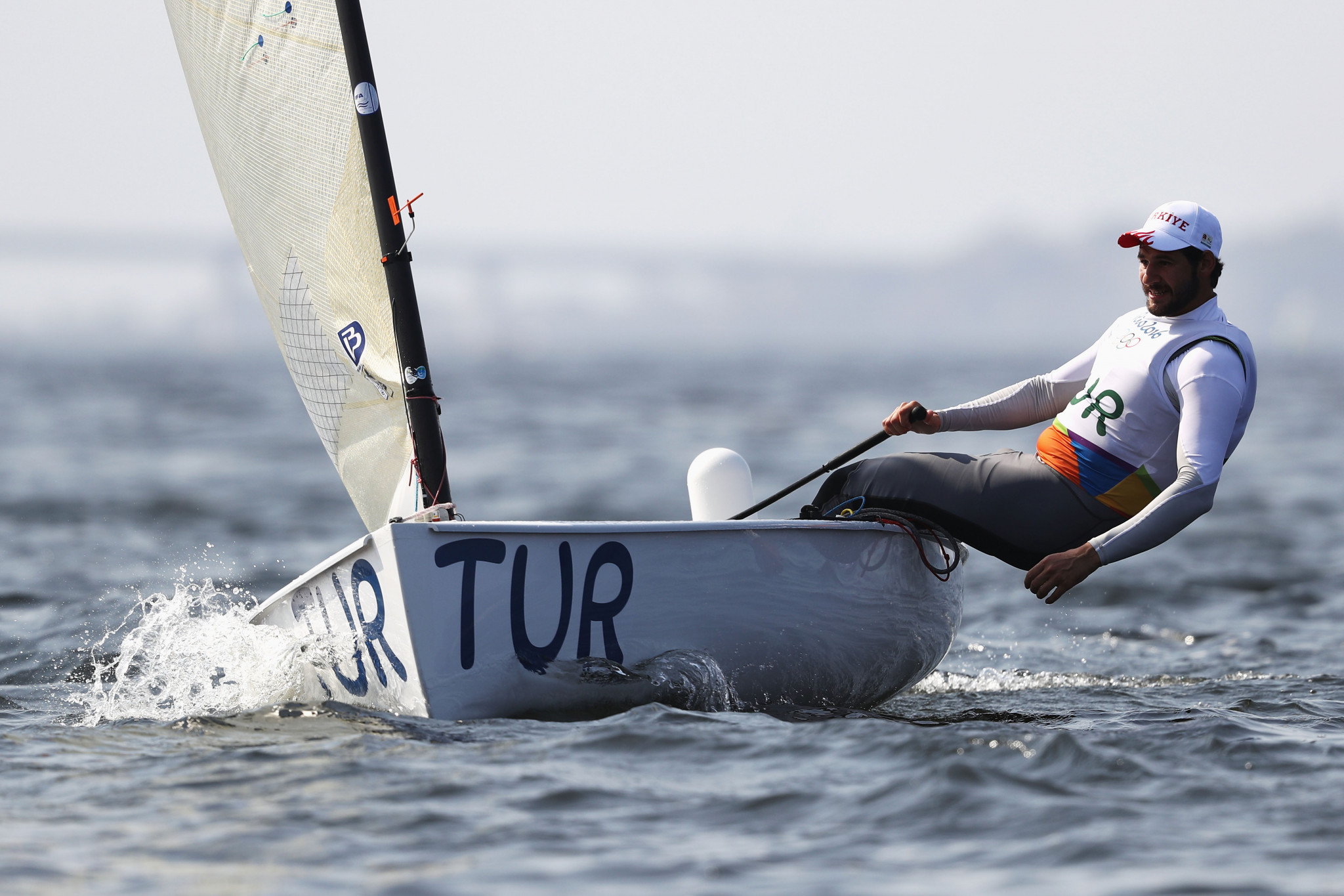 Alican Kaynar bagged two race victories on day three of the Finn European Championships ©Getty Images