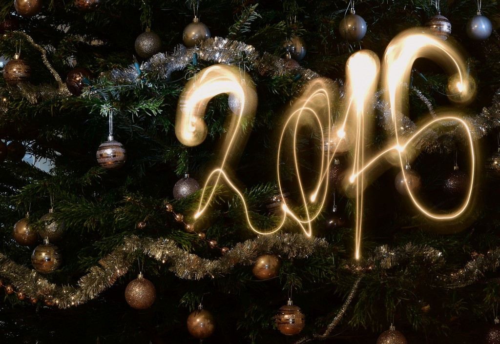 This long-exposure picture shows the New Year 2016 writen with a flashlight in front of a Christmas tree in Budapest, which is bidding for the 2024 Olympics and Paralympics ©Getty Images