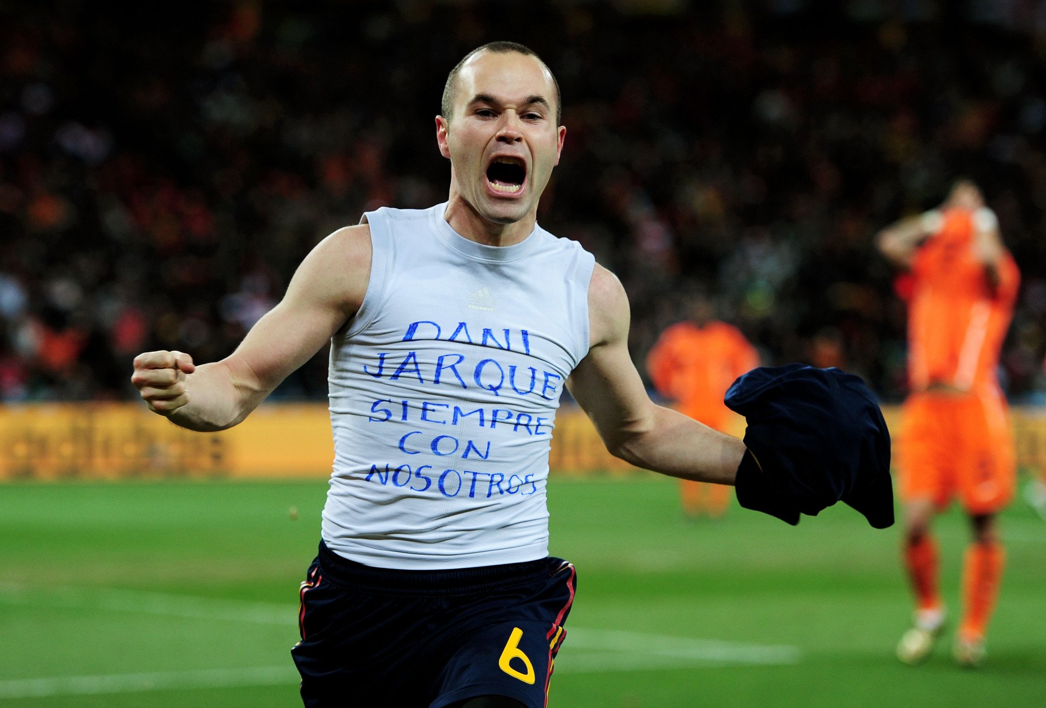 Andrés Iniesta celebrates the winning goal in the 2010 FIFA World Cup final ©Getty Images