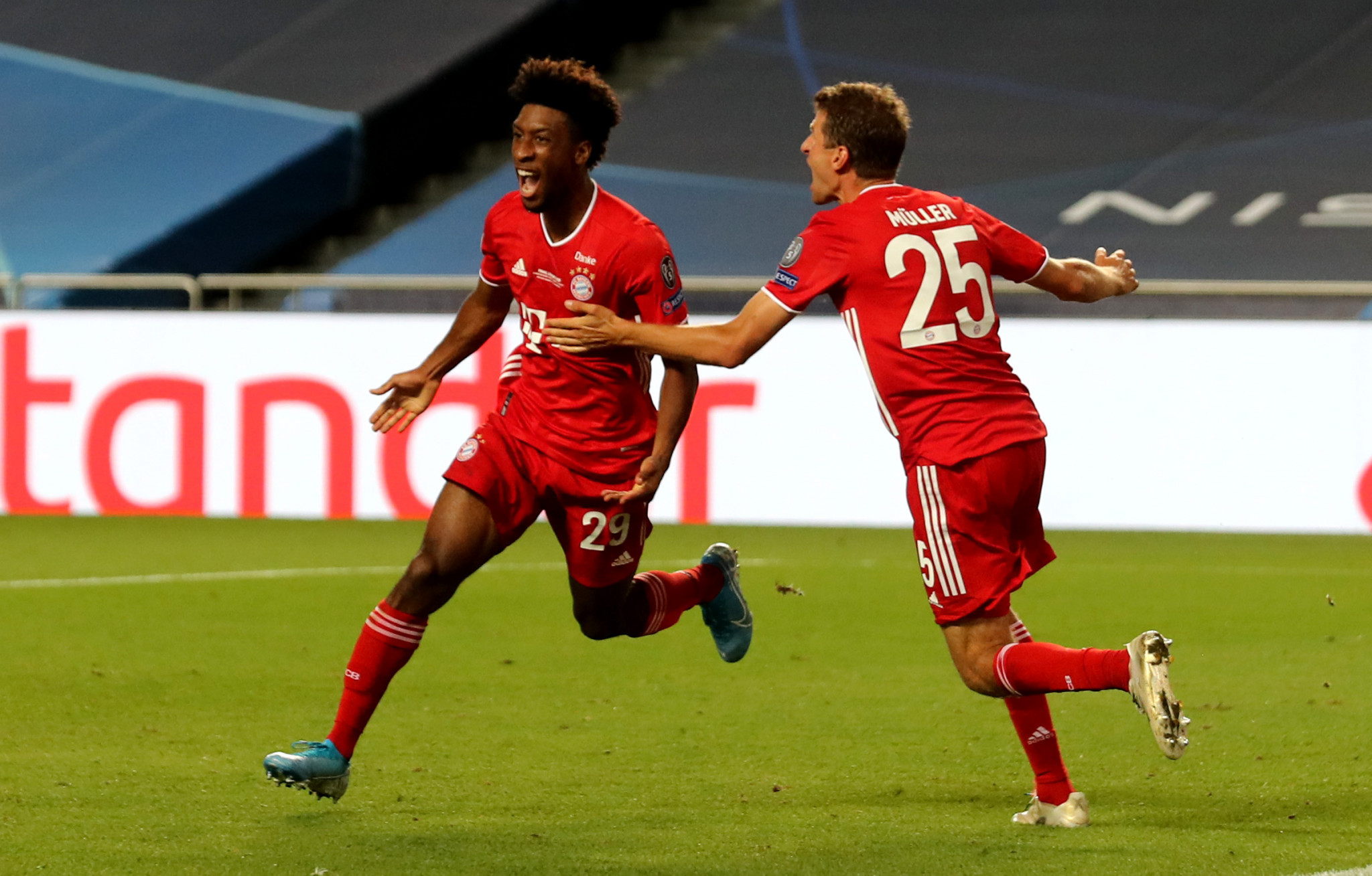 Bayern Munich's Kingsley Coman celebrates after scoring the winning goal in the UEFA Champions League final against Paris Saint-Germain ©Getty Images