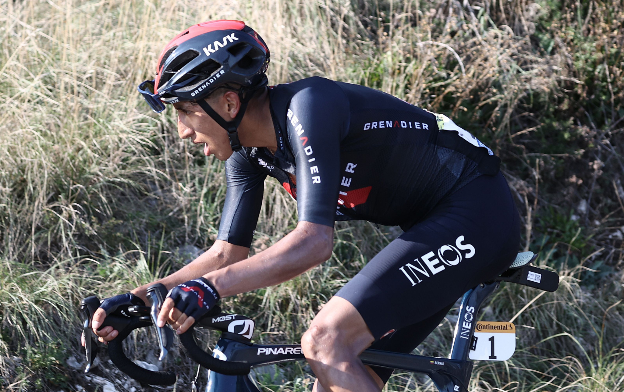 Defending champion Egan Bernal lost contact on the climb ©Getty Images