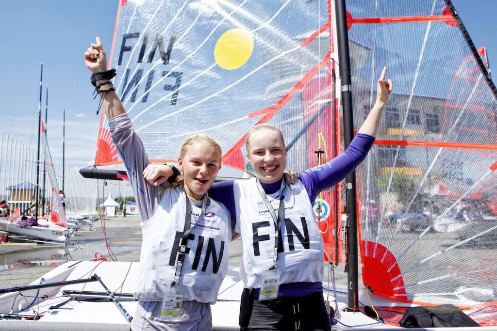Finland's Sirre Kronlof and Veera Hokka earned the girl's 29er crown ©World Sailing