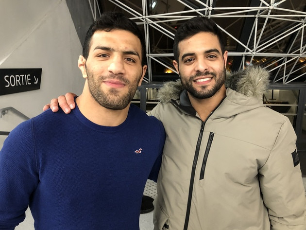Israel's Sagi Muki, left, has posted a message of support for Saeid Mollaei, who fled Iran when he was ordered to ensure he did not fight him at last year's World Championships in Tokyo ©Sagi Muki