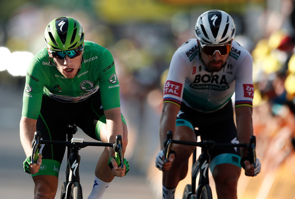 Sam Bennett of Ireland and Slovakia’s Peter Sagan were locked in an intriguing battle on stage 19 ©Getty Images