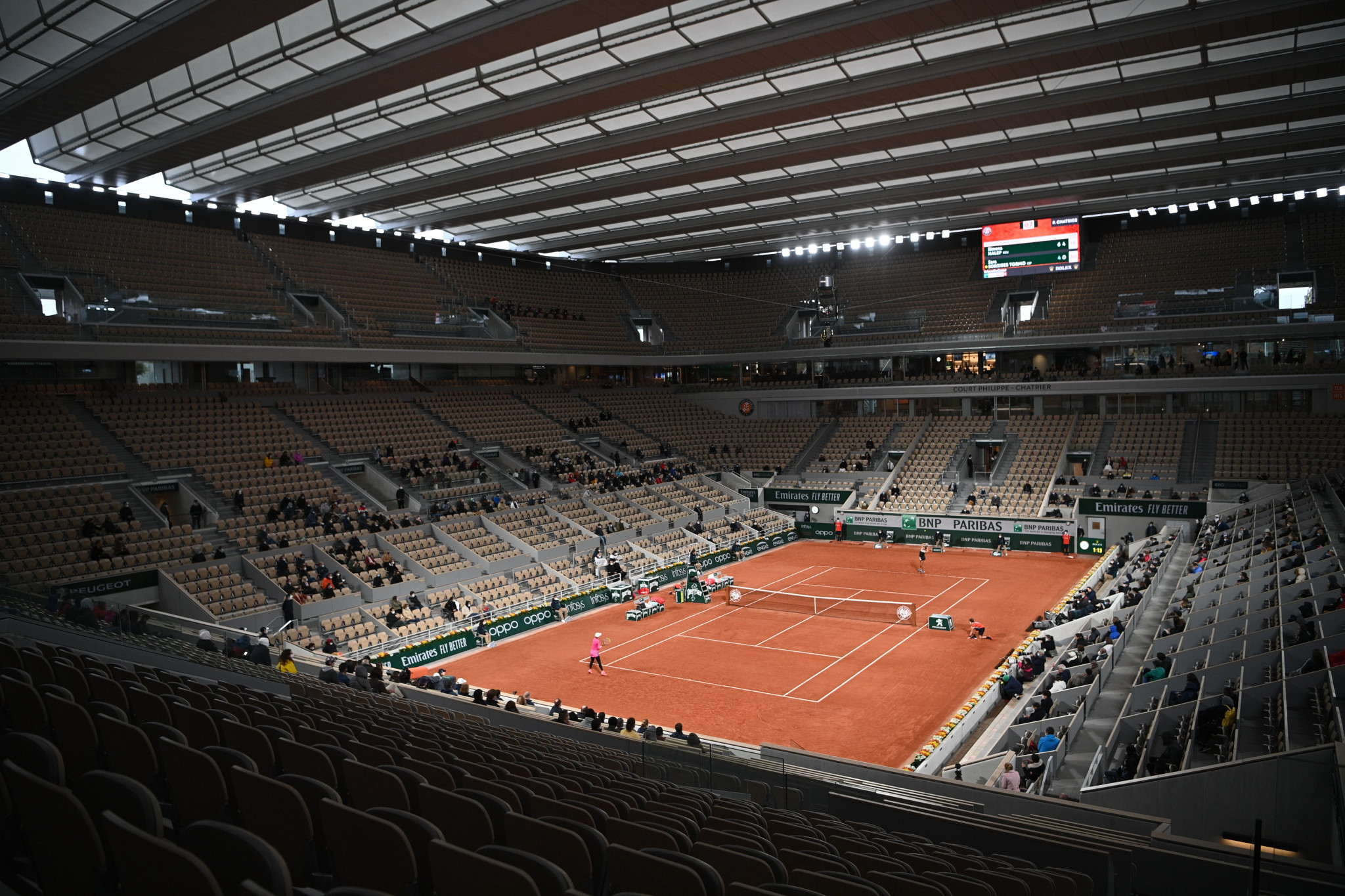 Only 1,000 spectators were admitted to Roland Garros due to the coronavirus pandemic ©Getty Images