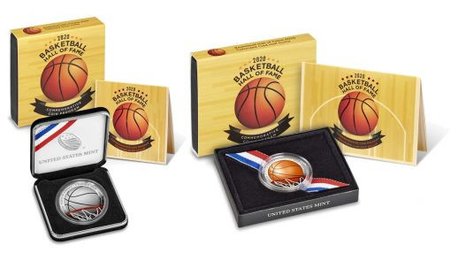 Special colourised-coins have been released by the US Mint to celebrate the 60th anniversary of the Naismith Memorial Basketball Hall of Fame ©United States Mint