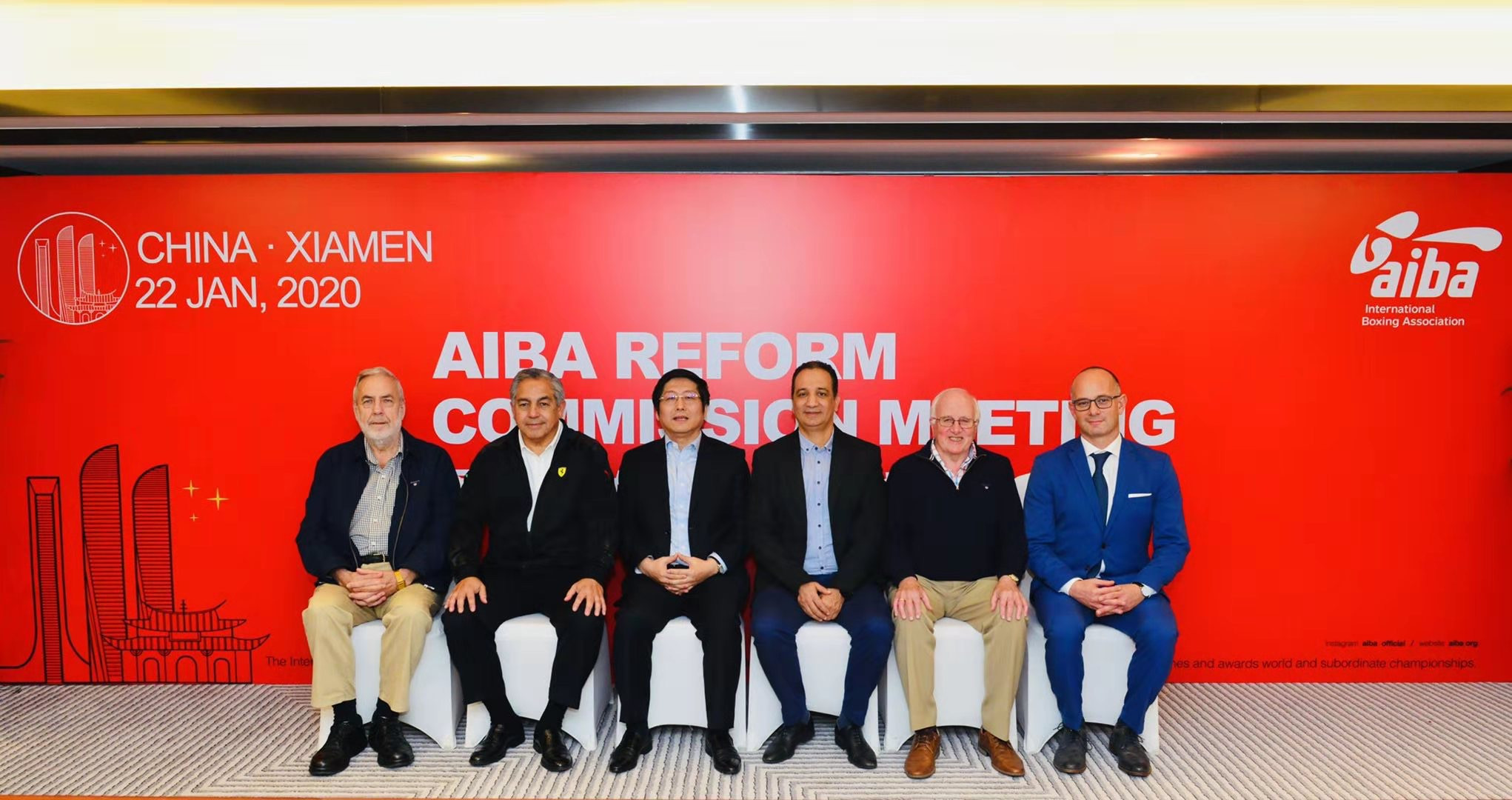 The AIBA Reform Commission,led by China's Wu Di, third left, will present its proposals to the Executive Committee meeting tomorrow ©AIBA