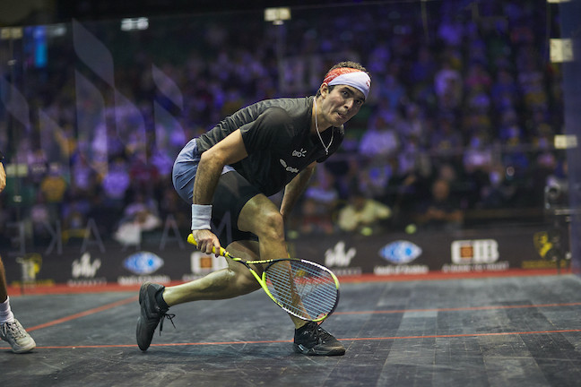 Peru's Diego Elias was defeated in three games in the final match of the day at the PSA World Tour Finals, which finished at 11.50pm local time ©Getty Images