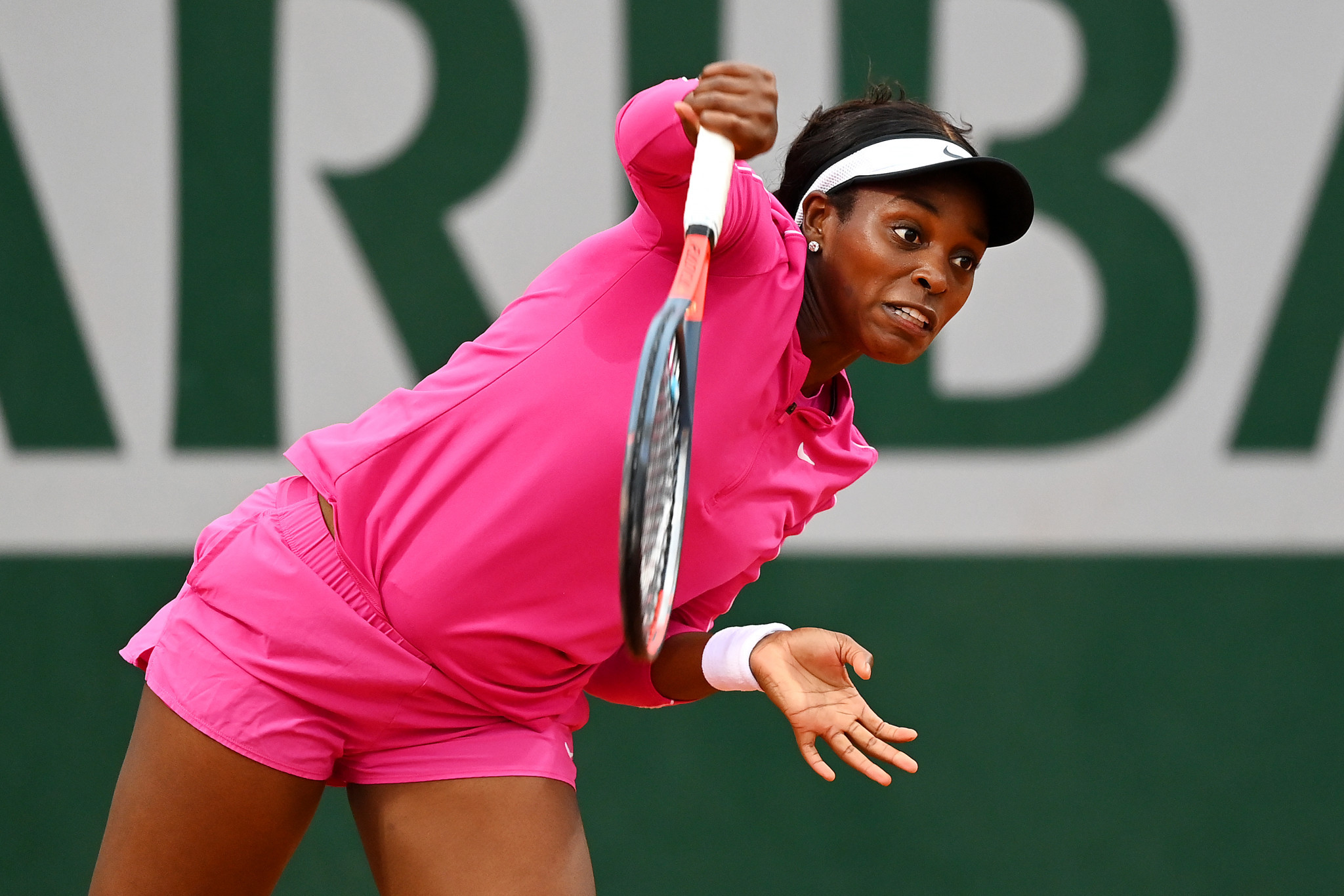 American Sloane Stephens, dressed all in pink, recorded a comfortable win as she reached round two ©Getty Images