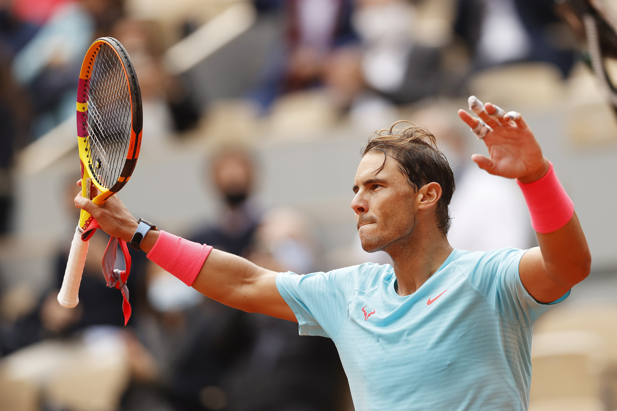 Rafael Nadal, who is aiming to win the French Open for the 13th time, won through to round three in straight sets today ©Getty Images