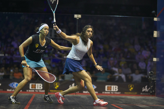 Women's top seed Nour El Sherbini has won all three of her group matches at the PSA World Tour Finals ©PSA