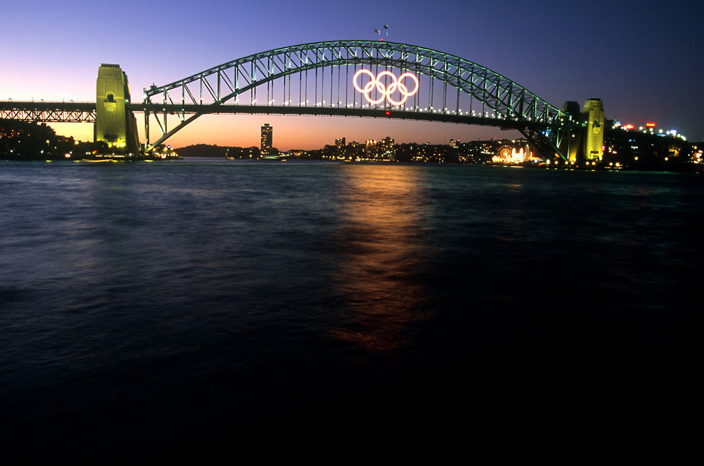 The Olympic Rings on Sydney Harbour Bridge were one of the iconic images of the 2000 Games but they nearly never happened ©Getty Images