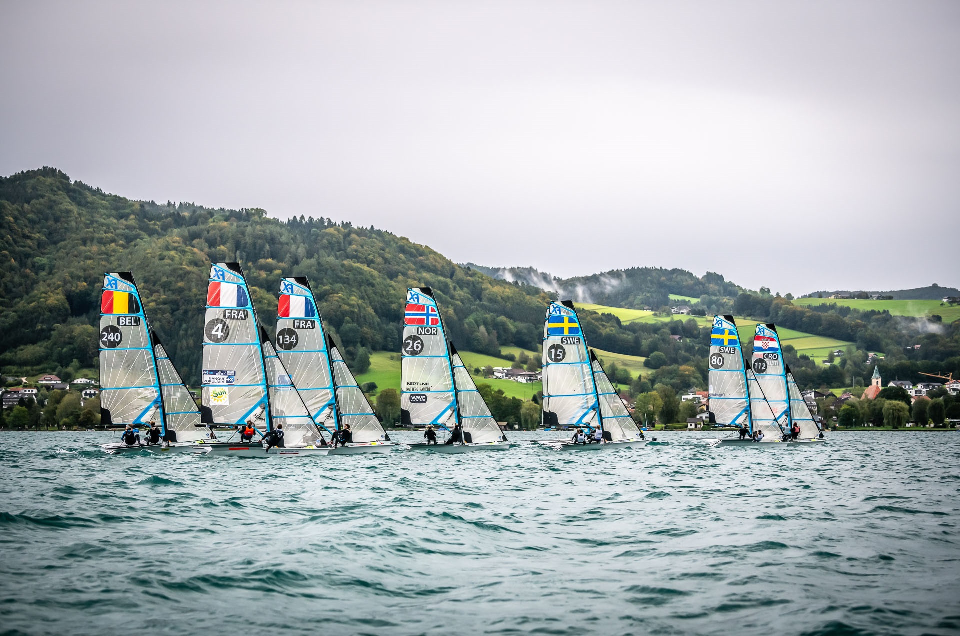 Weather conditions on Lake Attersee meant there was no racing in the 49erFX and Nacra 17 contests ©Tobias Stoerkle Photography