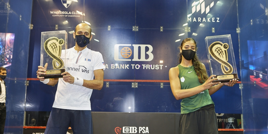 Hania El Hammamy and Marwan ElShorbagy have been crowned the PSA World Tour Finals champions ©PSA