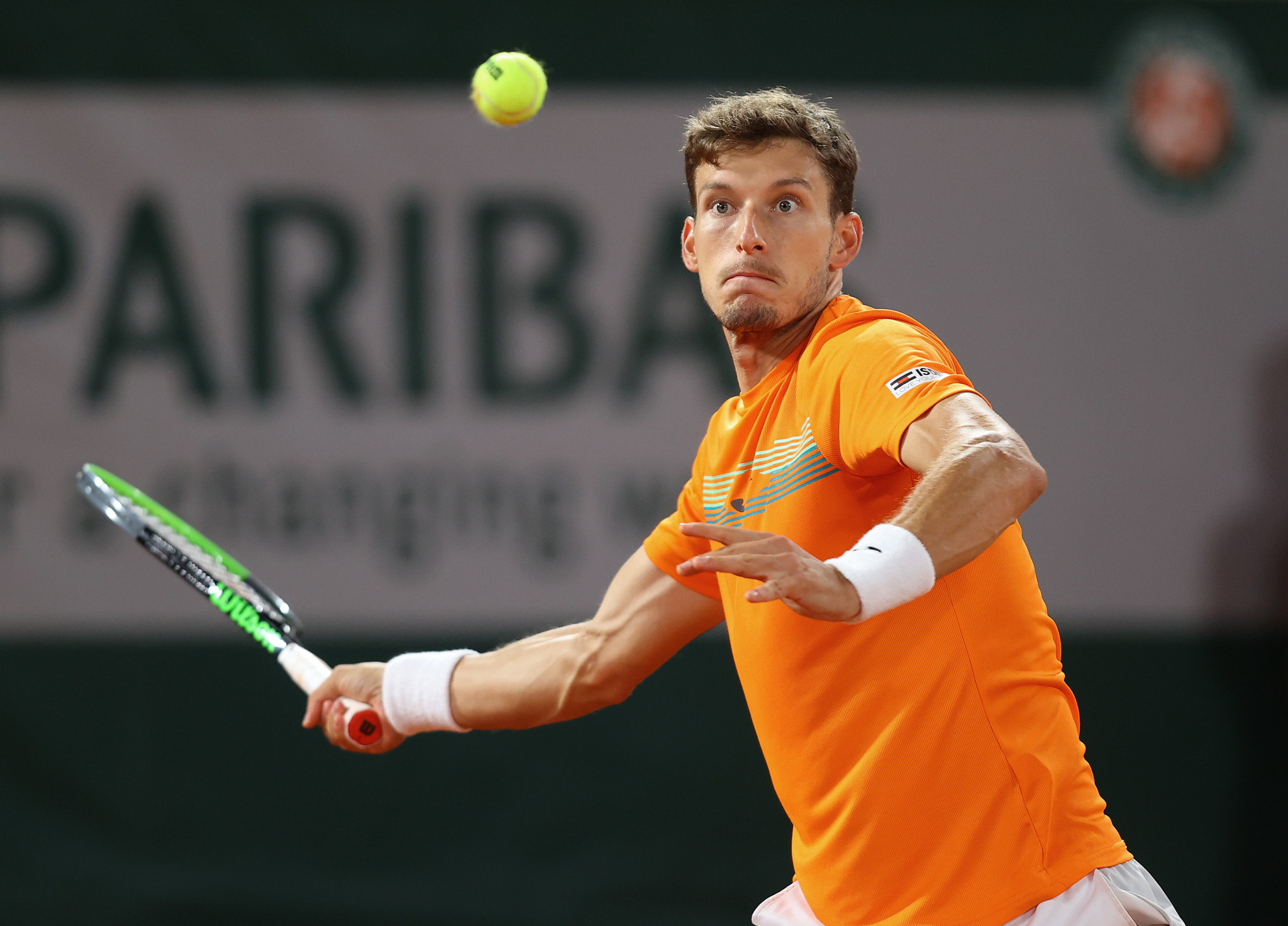 Pablo Carreno Busta will face Djokovic in the French Open quarter-finals - a replay of a match-up which saw the world number one defaulted at the US Open ©Getty Images
