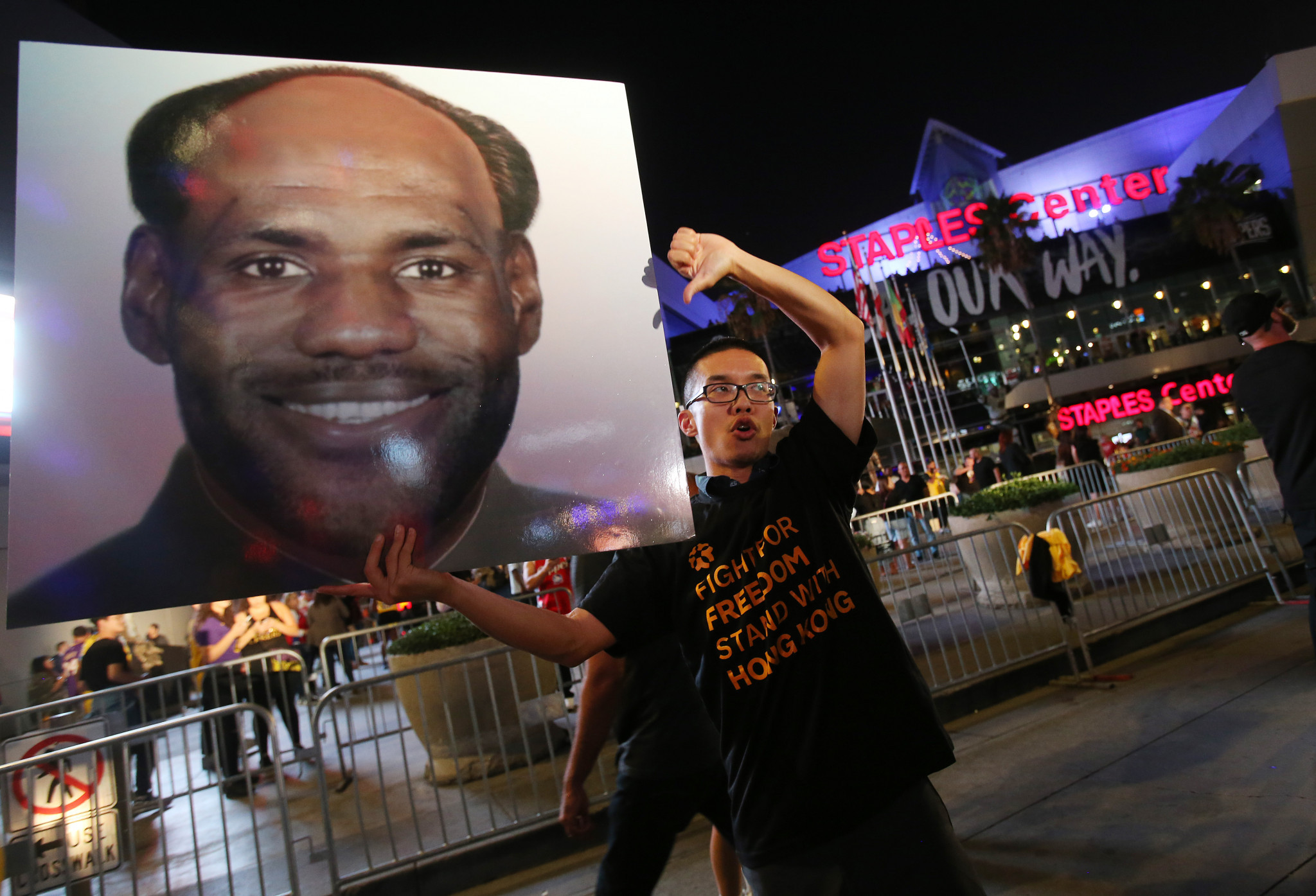 Pro-Hong Kong protesters picketed NBA games earlier this season ©Getty Images