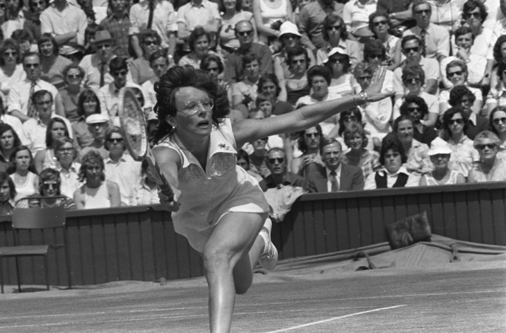 Billie Jean King on her way to victory in the Wimbledon final of 1973 - the year she also won the 