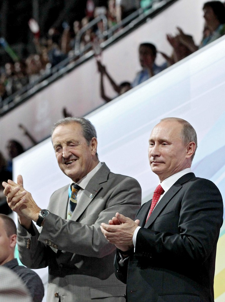 Oleg Matytsin succeeded Claude-Louis Gallien, pictured here with Russian President Vladimir Putin at the Opening Ceremony of the 2013 Summer Universiade in Kazan, as FISU President in November
