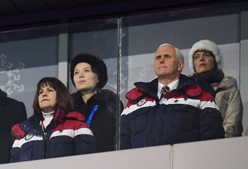 US vice-president Mike Pence, right, attended Pyeongchang 2018 and was pictured in the same box as Kim Yo-jong, top left, the sister of North Korean supreme leader Kim Jong-un ©Getty Images