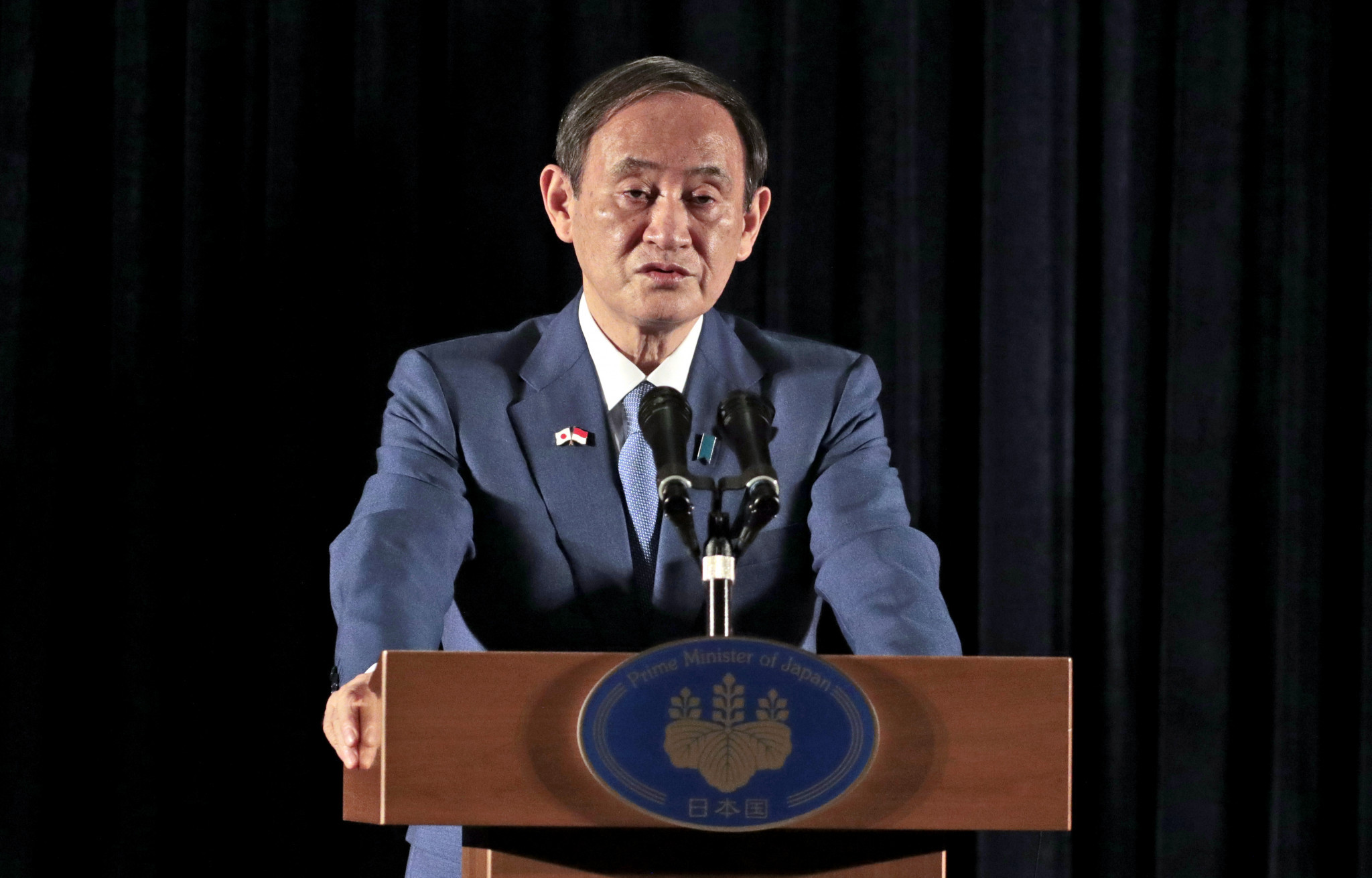 Japanese Prime Minister Yoshihide Suga is to repeat his pledge to hold Tokyo 2020 ©Getty Images
