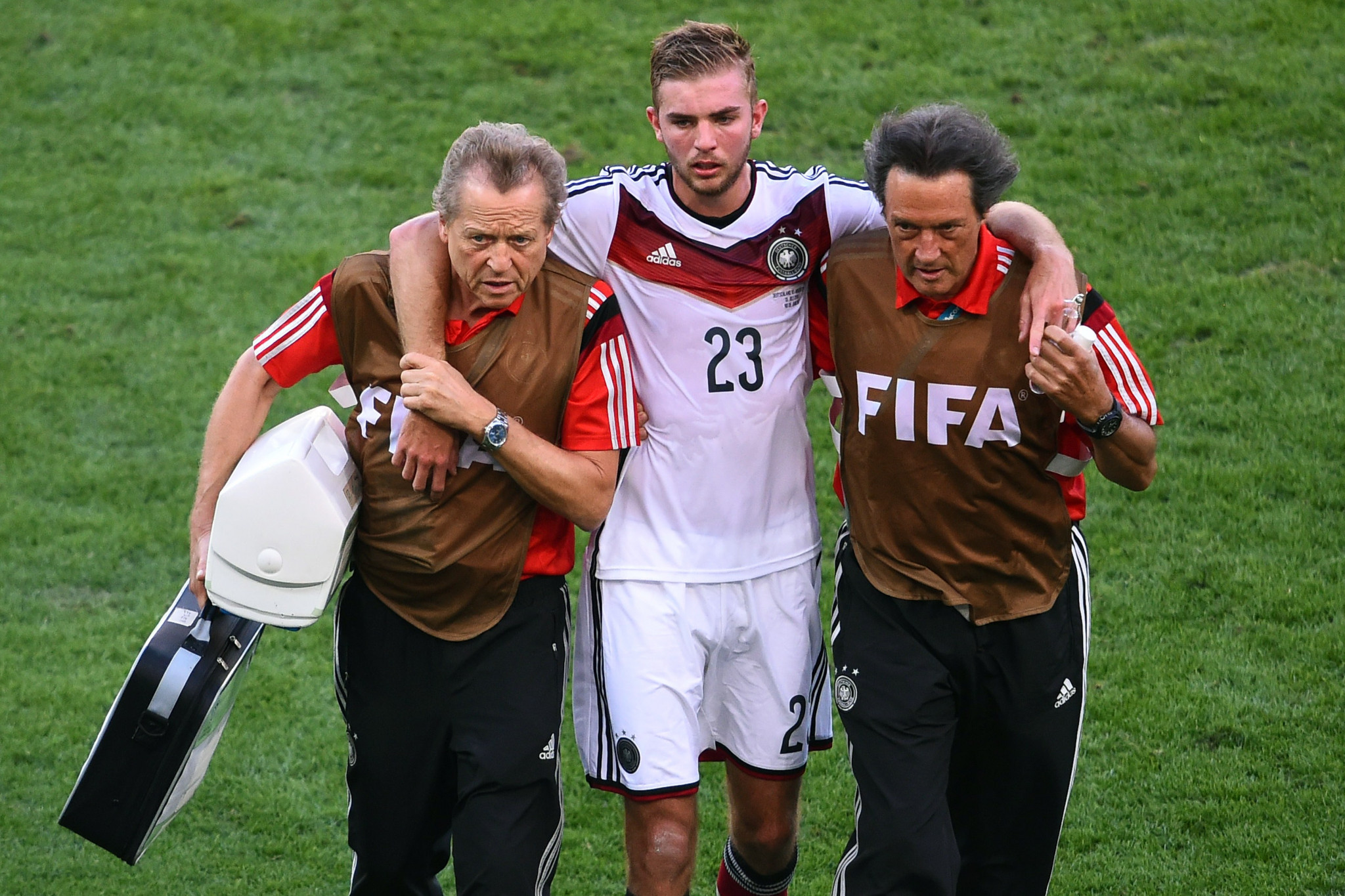 After suffering a head injury in the 2014 FIFA World Cup final - and asking the referee if it was indeed the final, as he was dazed - Germany's Christoph Kramer was allowed to play on for fourteen minutes before collapsing and only then being taken off  ©Getty Images