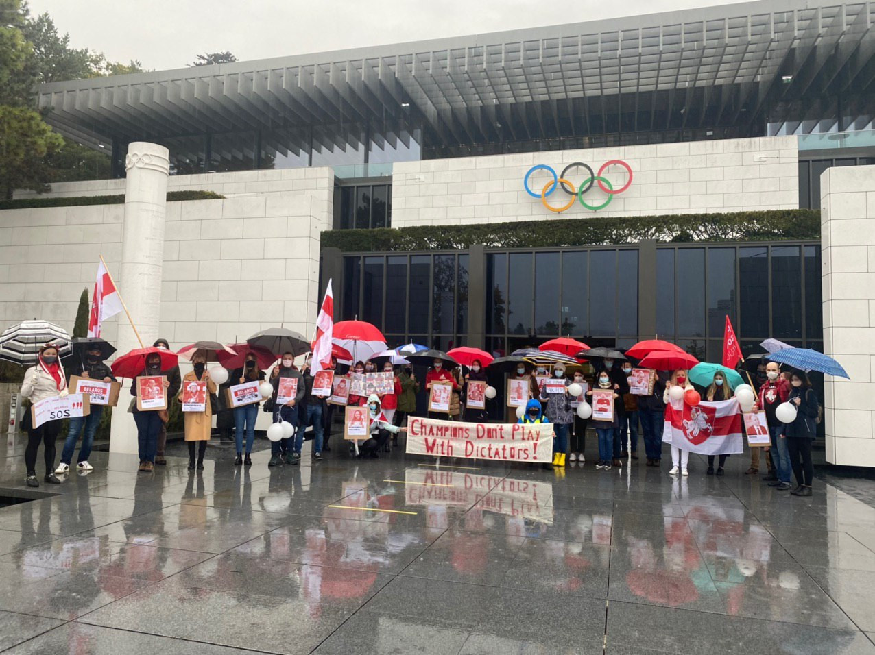 A march was held in Lausanne to call on the IOC to suspend the National Olympic Committee of the Republic of Belarus ©RAZAM