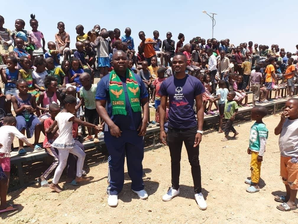 NOCZ President Alfred Foloko, left, at the Special Olympics Zambia event ©NOCZ