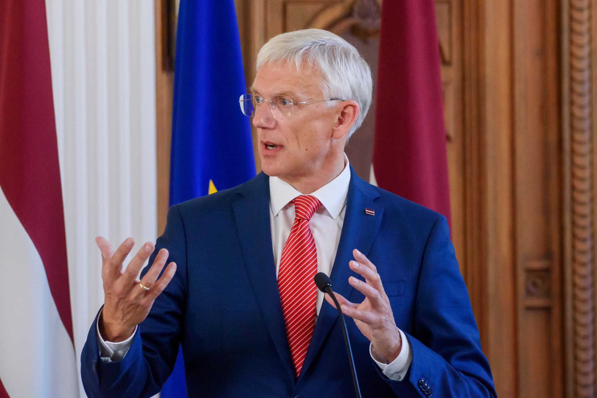 Latvian Prime Minister Krisjanis Karins has warned the country may consider pulling out of co-organising the 2021 IIHF Men's World Championship because of the situation in Belarus ©Getty Images