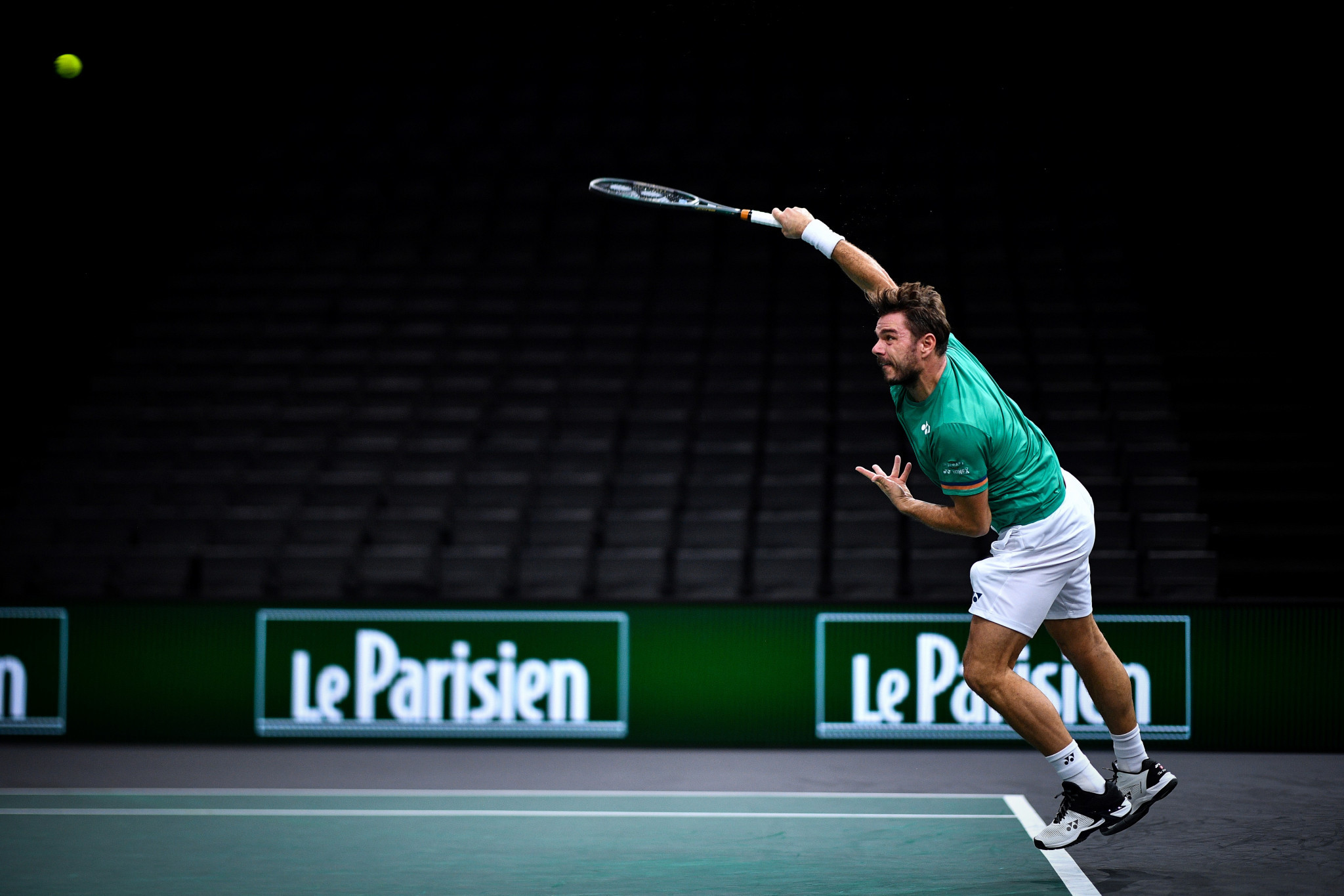 Stan Wawrinka hit eight aces in reaching round two of the Paris Masters ©Getty Images