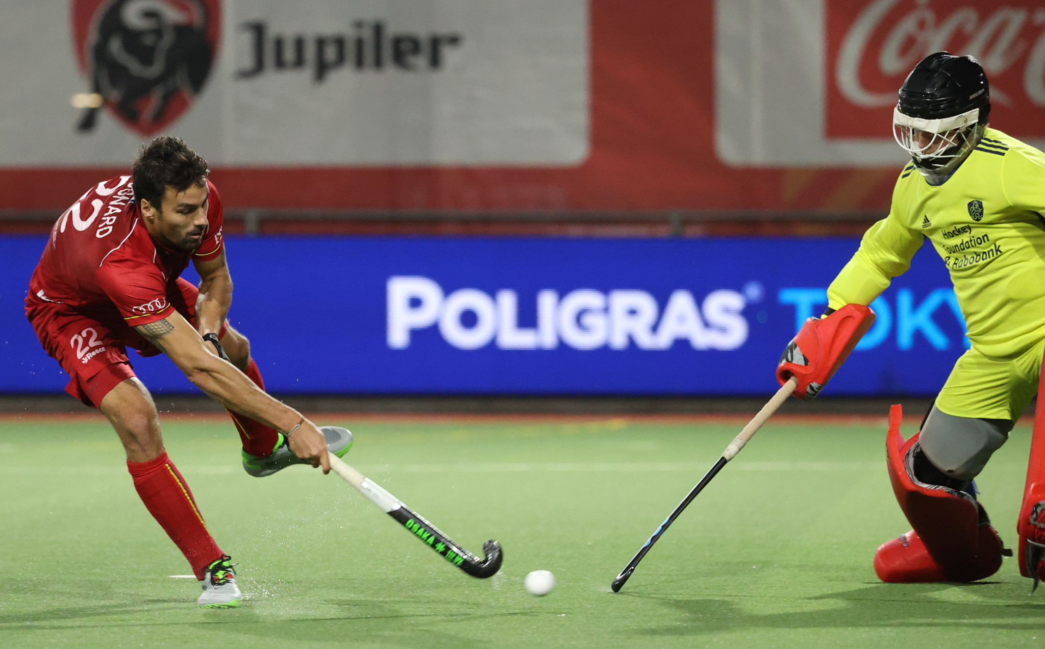 Simon Gougnard, left, was one of Belgium's four scorers in the shootout ©Getty Images