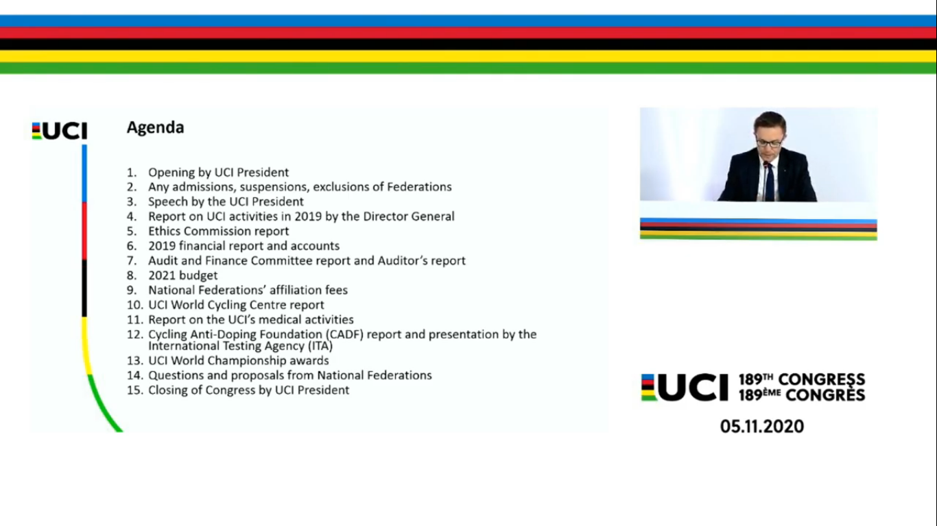 The UCI Congress took place virtually due to the COVID-19 pandemic ©UCI