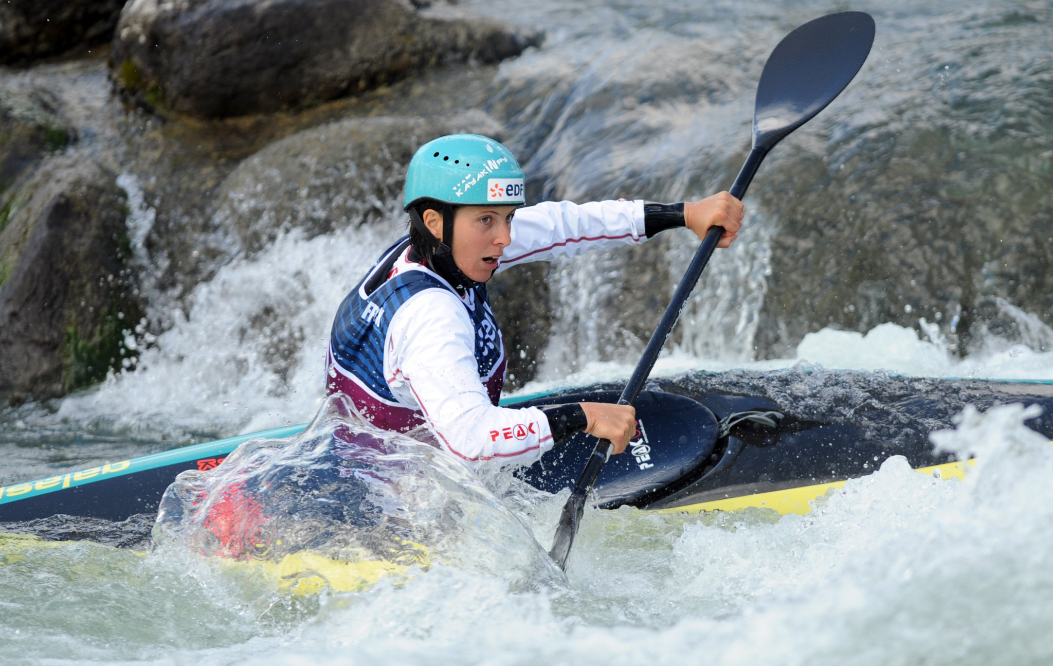 Marie-Zélia Lafont of France won the women's K1 event at the ICF Canoe Slalom World Cup in Pau ©Getty Images