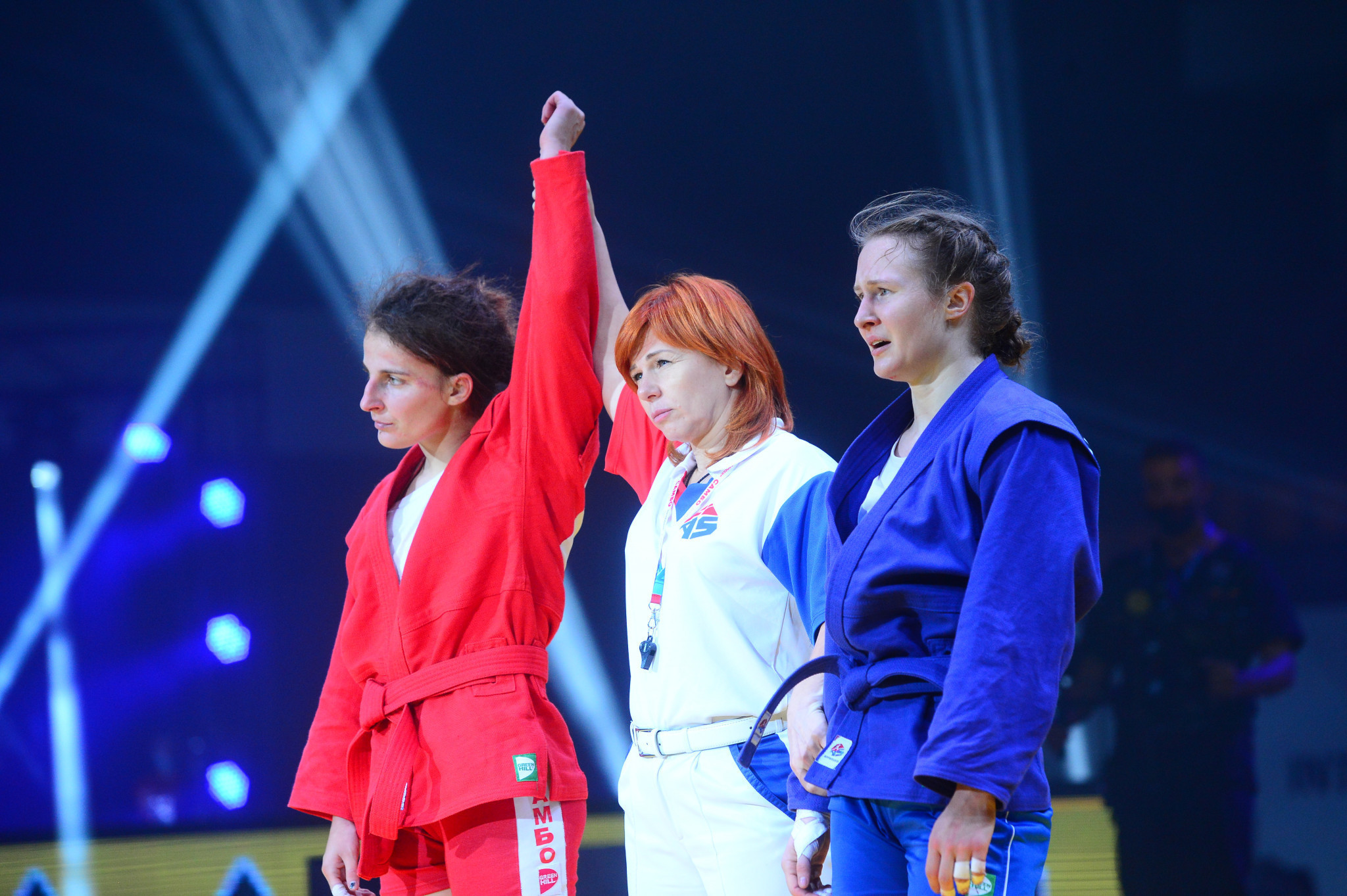 Ukraine's Anastasiya Shevchenko, in red, won the women's 60kg world title after a series of impressive victories ©FIAS