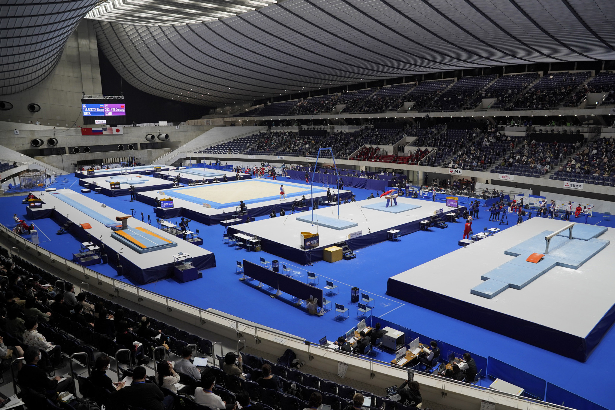 Competition at the Yoyogi National Gymnasium in Tokyo took place with numerous COVID-19 protocols in place ©Getty Images