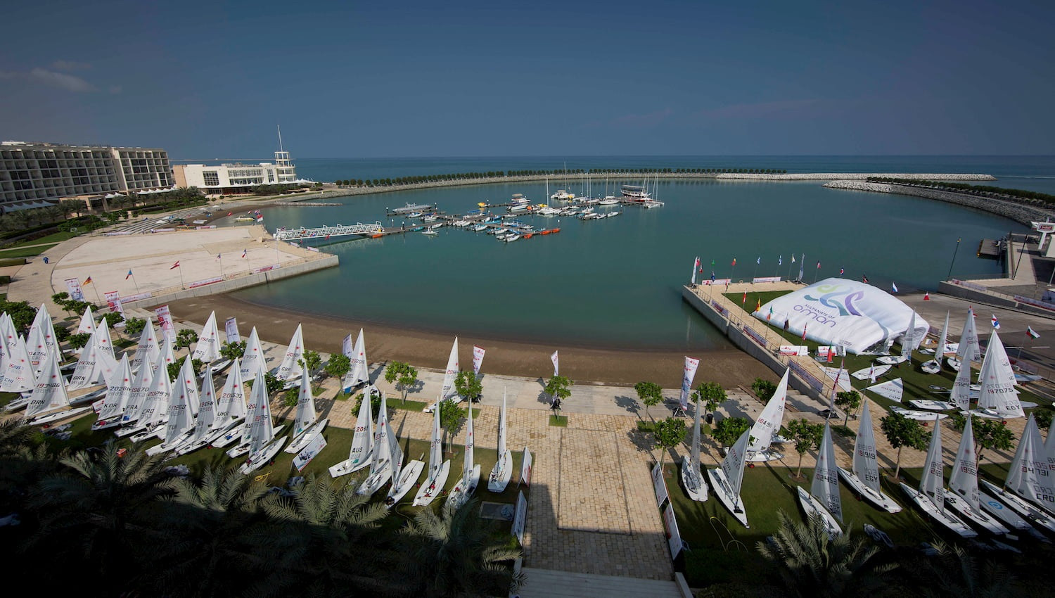 Al-Mussanah Sports City is set to stage the 2021 49er, 49erFX and Nacra 17 World Championships ©Oman Sail