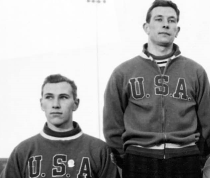 US speed skater Don McDermott, pictured left with the 500 metres silver medal at the 1952 Winter Olympics, has died aged 90 ©Team USA