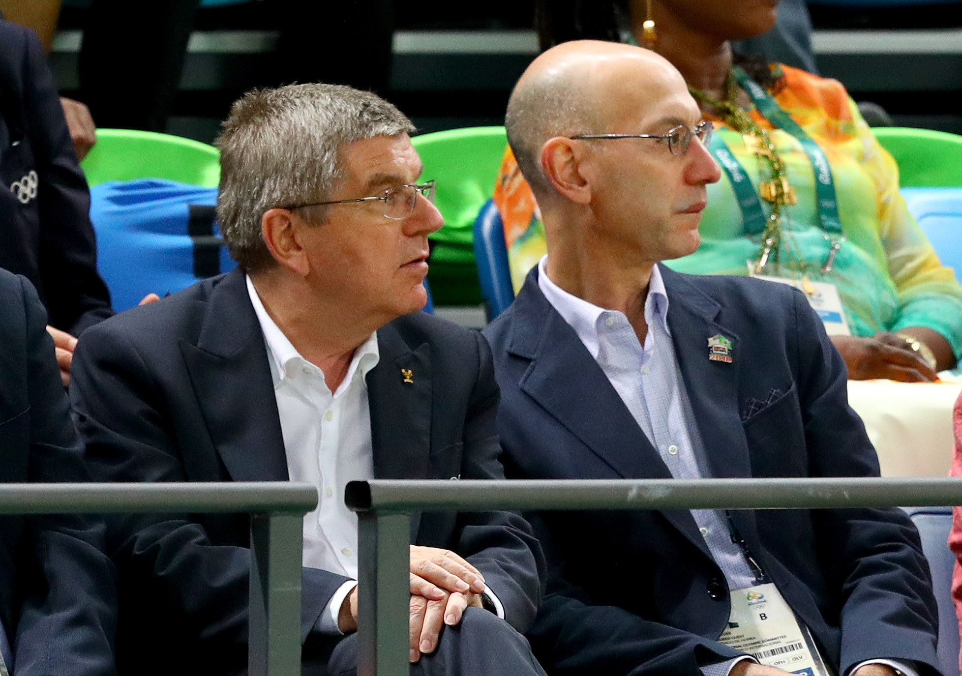 Thomas Bach, pictured here with NBA Commissioner Adam Silver,  described the decision to start the new basketball season in the United States in December as "excellent news" ©Getty Images