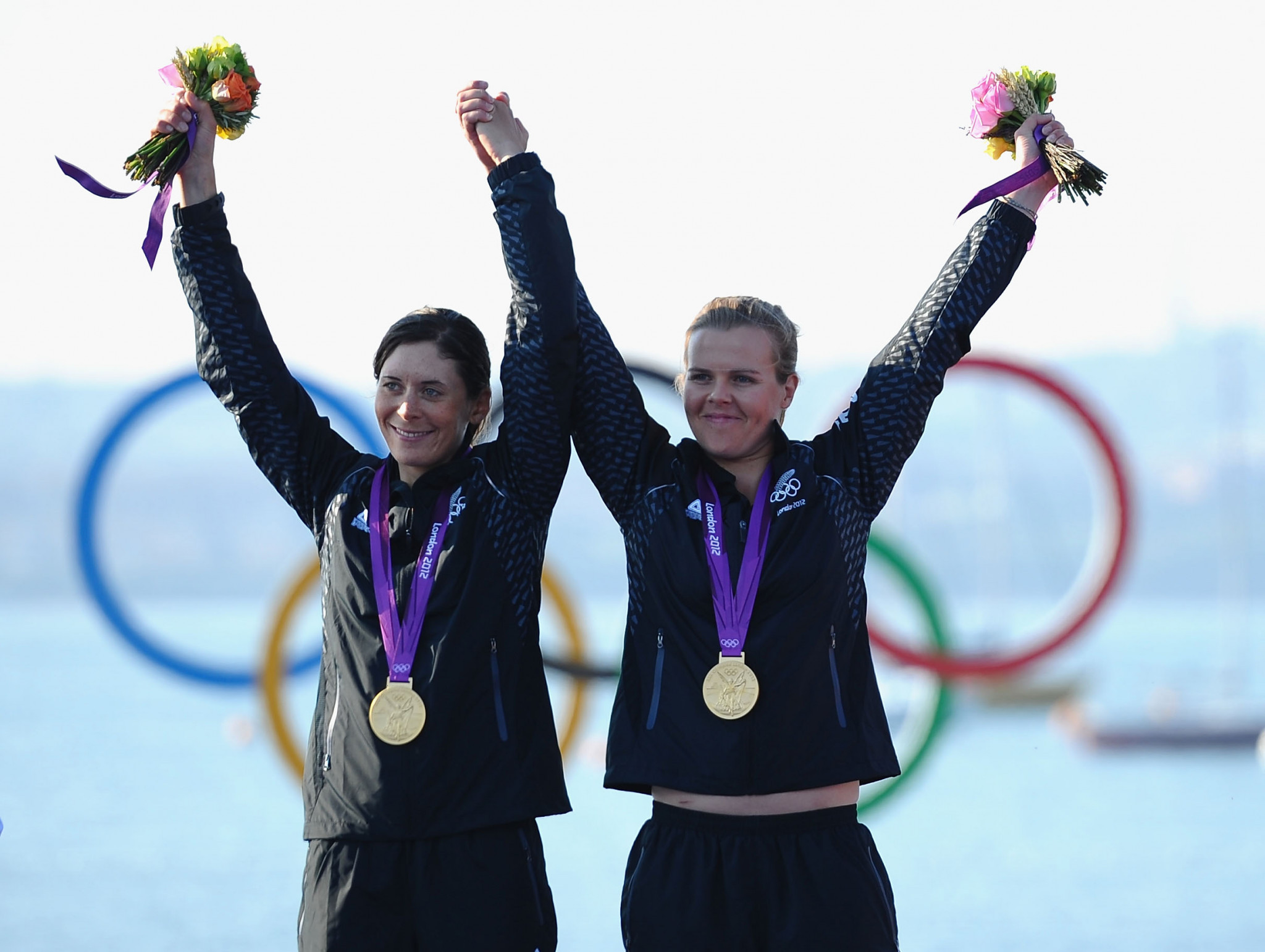 Jo Aleh, left, partnered Polly Powrie to win gold in the 470 class at London 2012 ©Getty Images