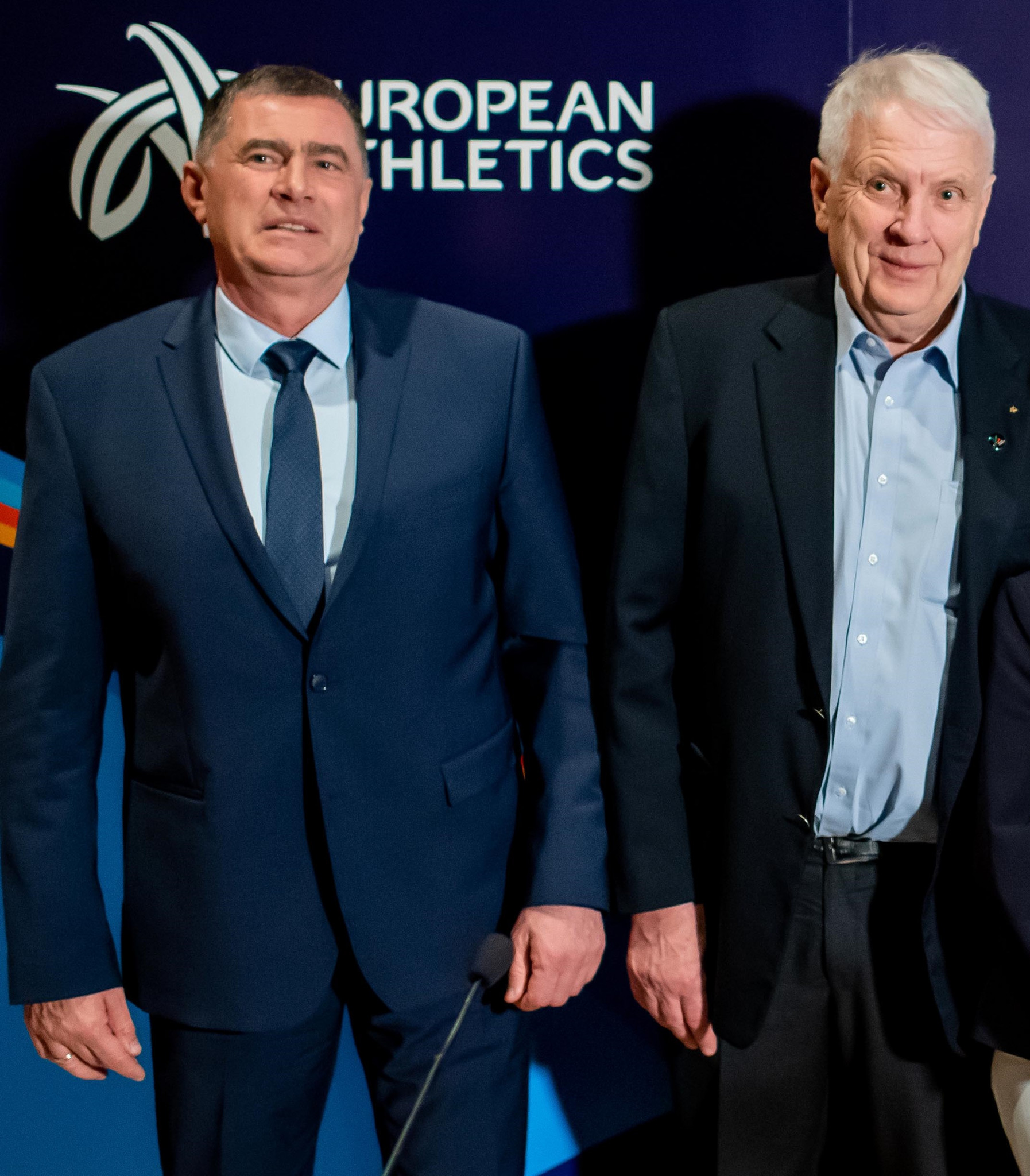 Dobromir Karamarinov, left, was a close ally of European Athletics President Svein Arne Hansen, right, who died of a stroke in June ©Getty Images