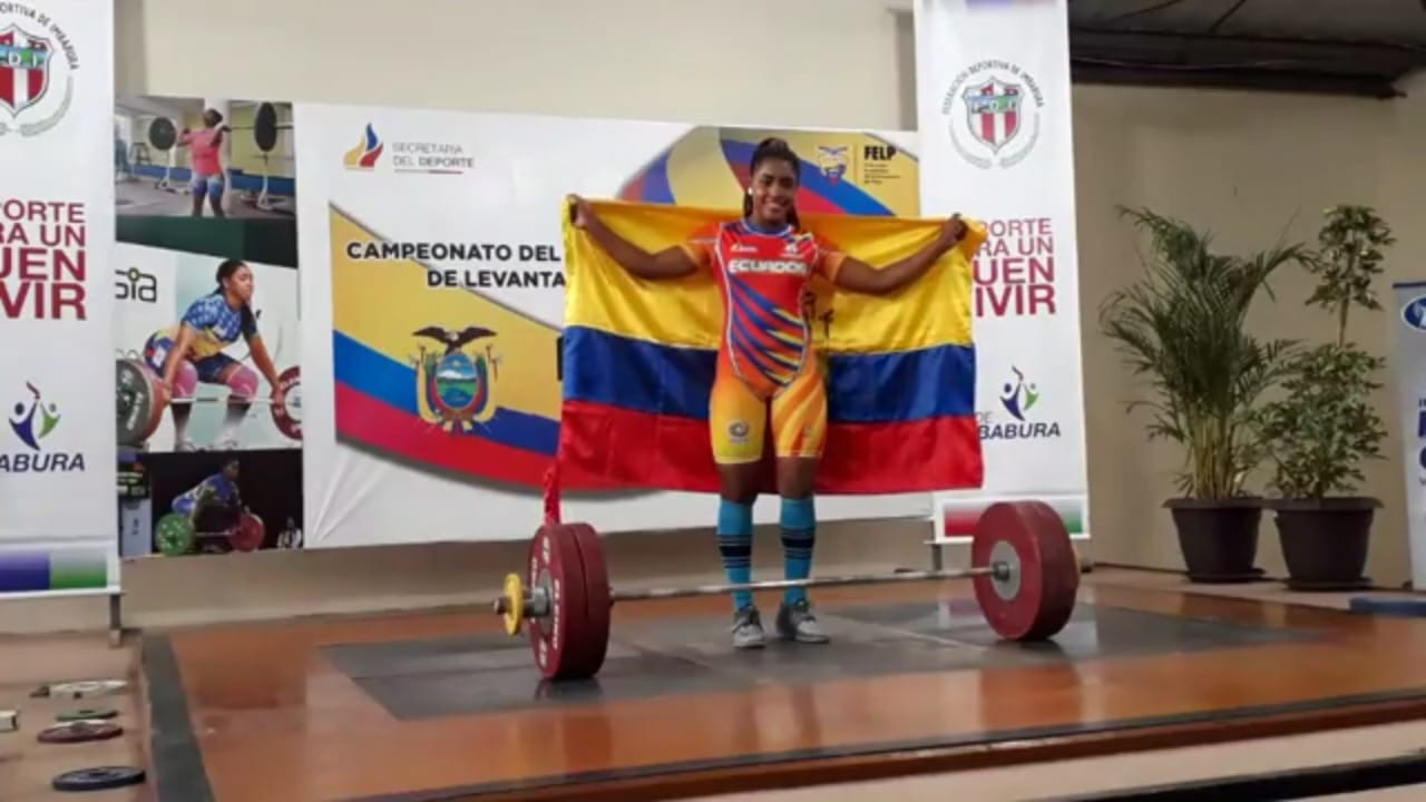 Kelin Jimenez of Ecuador earned three gold medals on the seventh day of the IWF Online Youth World Cup ©IWF