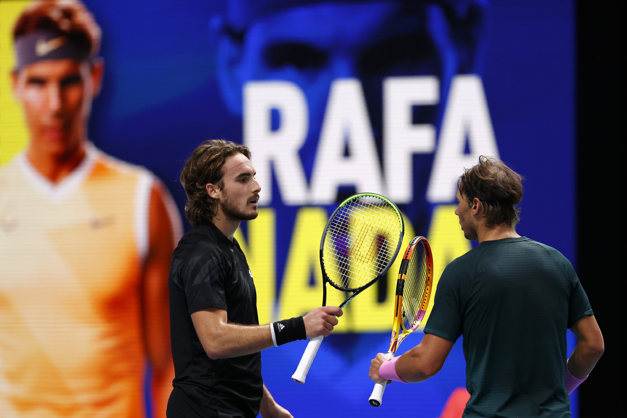 Last year's champion Stefanos Tsitsipas, left, is out of the ATP Finals ©Getty Images
