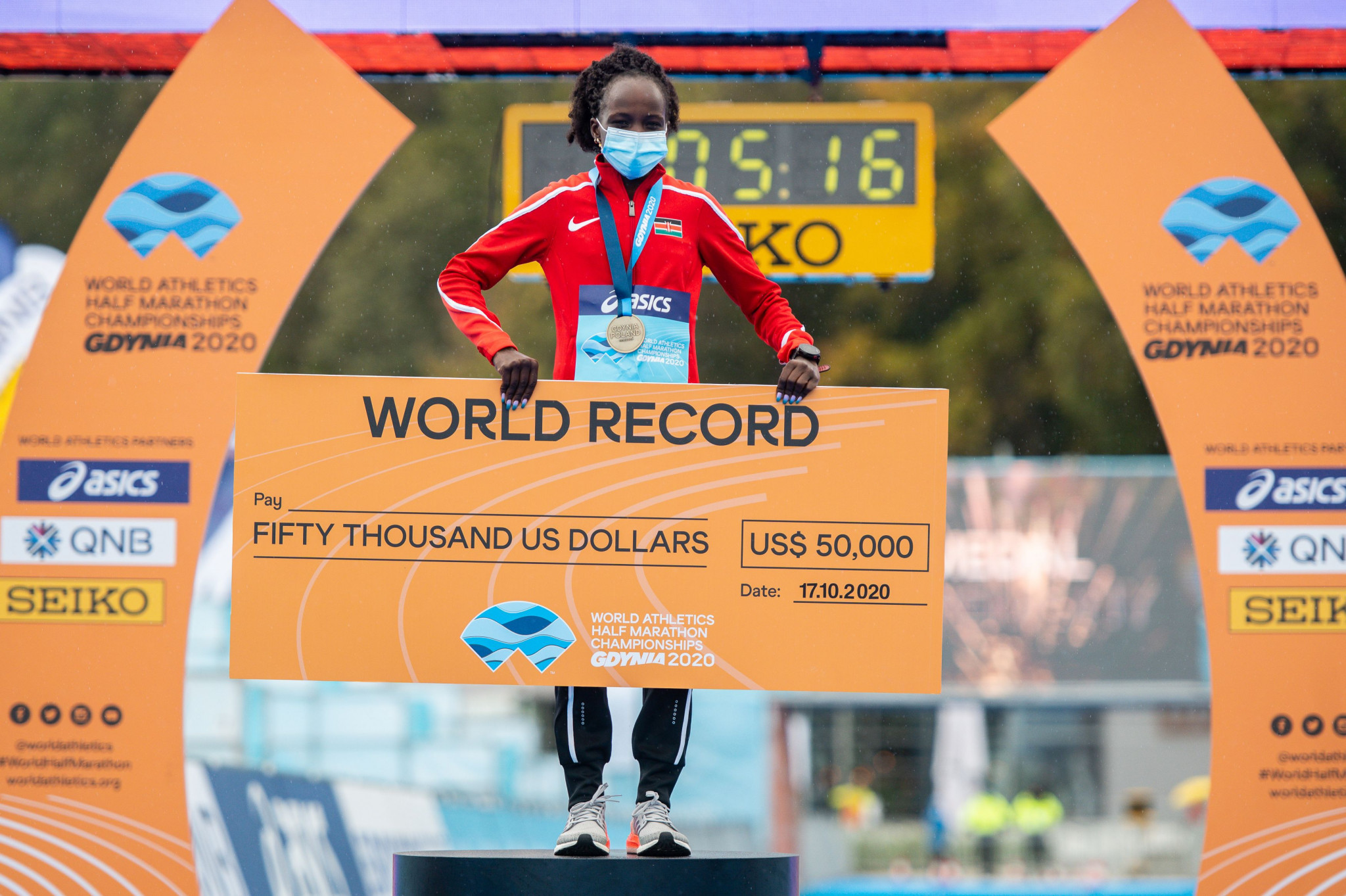 Peres Jepchirchir of Kenya broke her own world record as she claimed the women's half-marathon title this year ©Getty Images